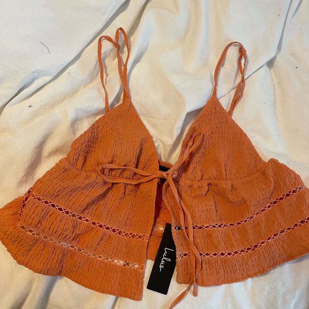 Lulus orange cropped spaghetti strap top